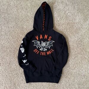 Vans Black Hoodie with Orange Bat Graphic